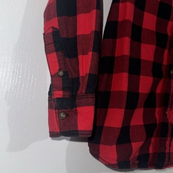 Carters Boys Red & Black Plaid Flannel Shirt Size 8 - Picture 5 of 6